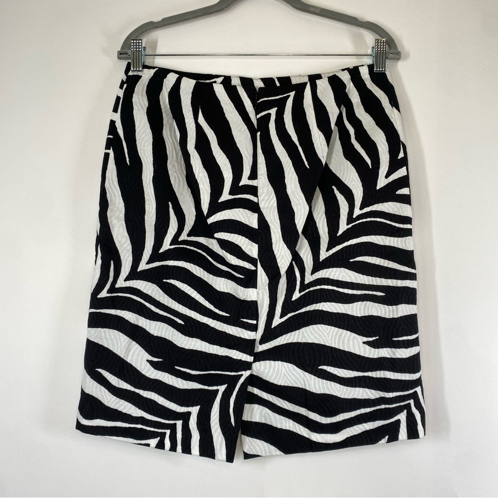 Talbots Petite Zebra Print Pencil Cotton Skirt Size 8P Lined Vent Knee Length - Picture 4 of 13